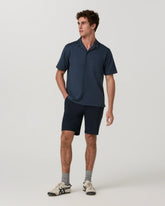 Short Sleeve Knit Oxford Camp Collar Button Down