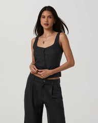Trestles Twill Button Front Top