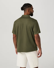 Short Sleeve Knit Oxford Camp Collar Button Down