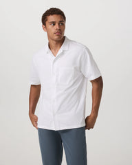 Short Sleeve Knit Oxford Camp Collar Button Down