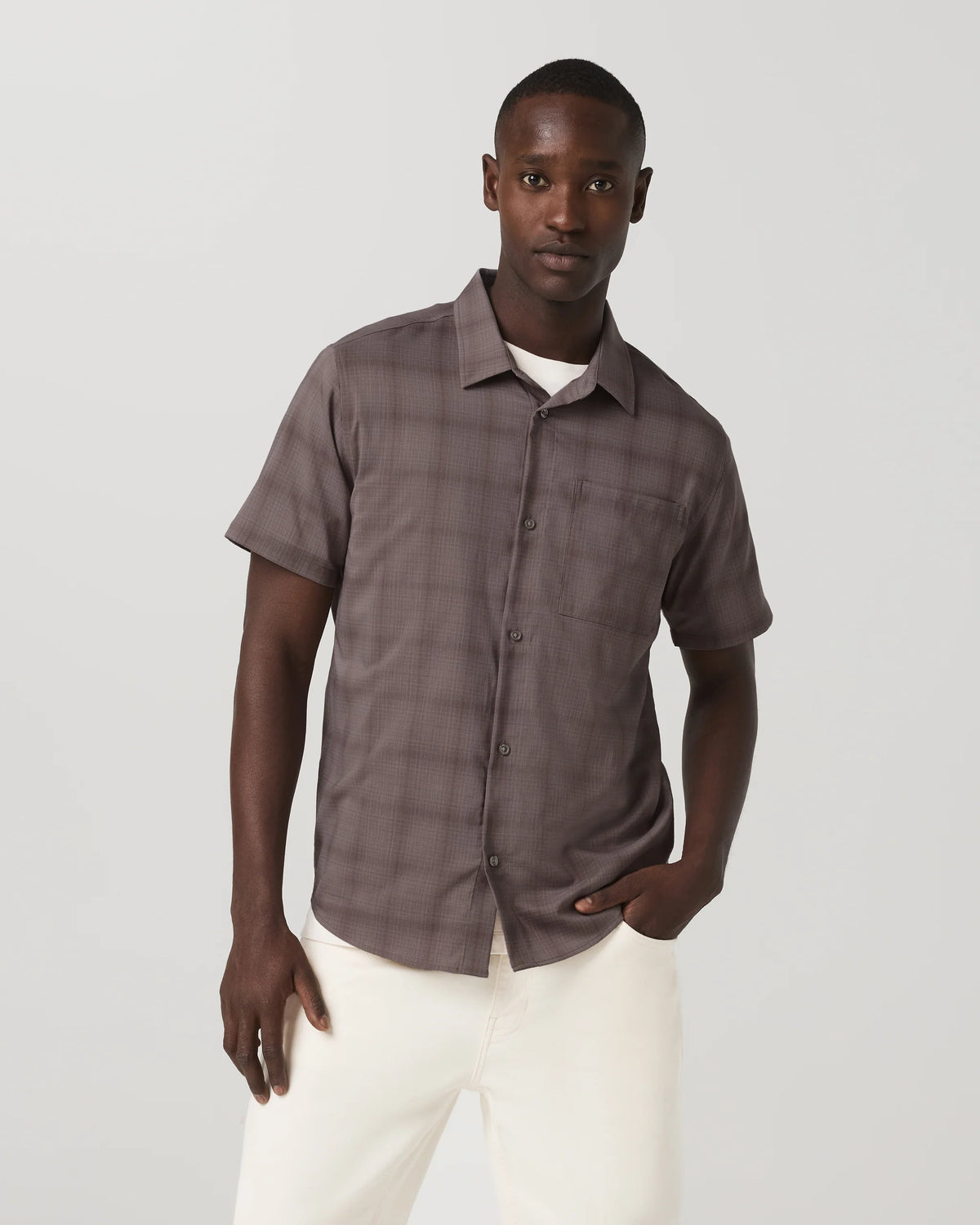 Short Sleeve Plaid Button Down Shirt